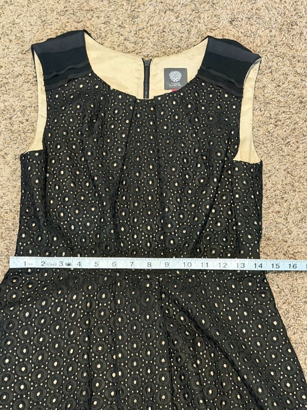 Vince Camuto Sleeveless Midi Dress - Black & Tan Cottagecore - Size 6 - Picture 12 of 13